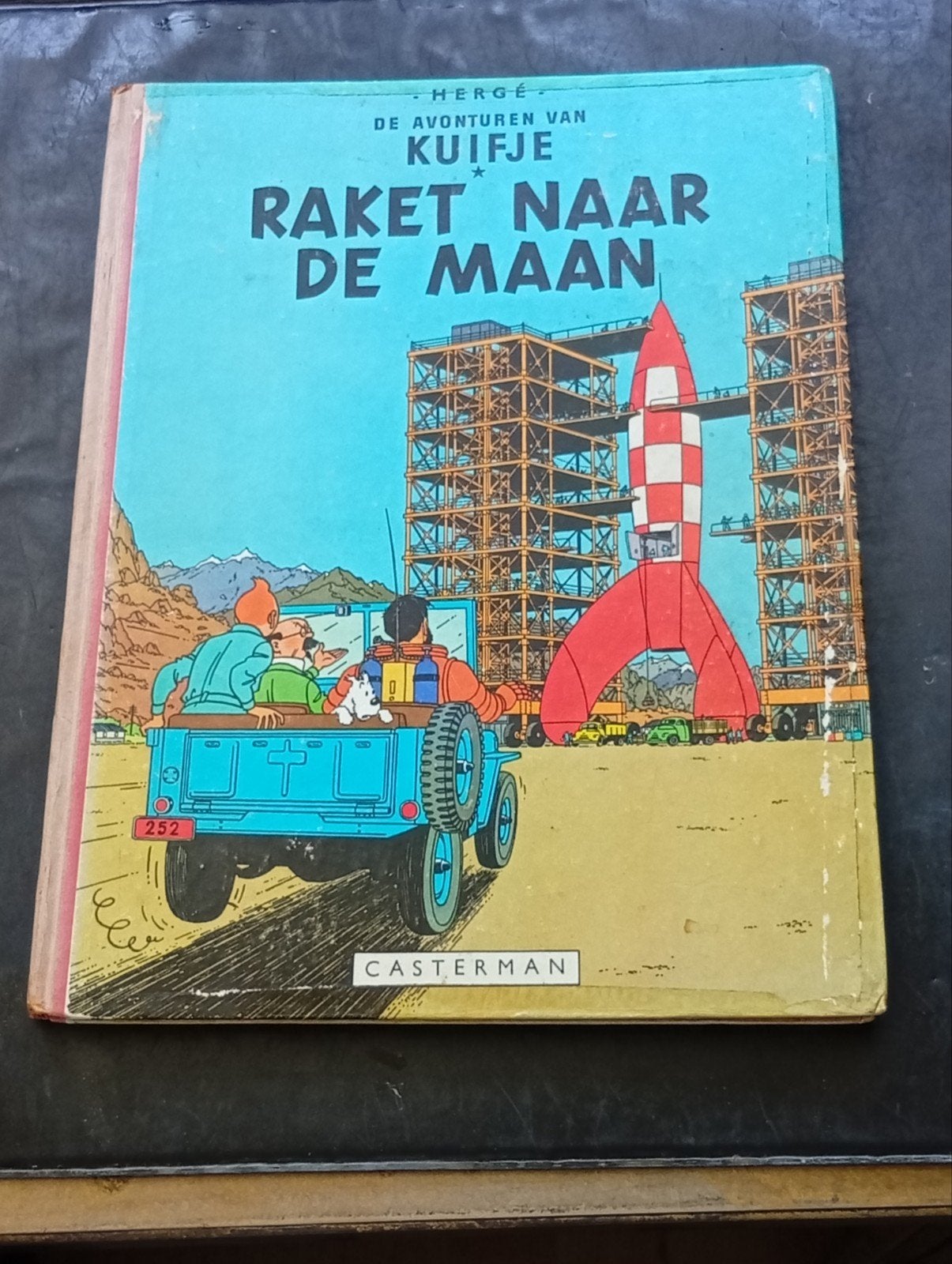 Kuifje: Raket naar de Maan, complete Hardcover uit 1954!!, Eén stripboek, Ophalen of Verzenden, Gelezen