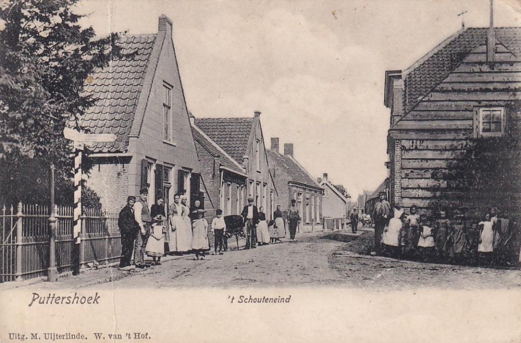 722L Puttershoek, 't Schouteneind 1907 ANWB wegwijzer, Verzamelen, Ophalen of Verzenden, Voor 1920, Gelopen, Zuid-Holland