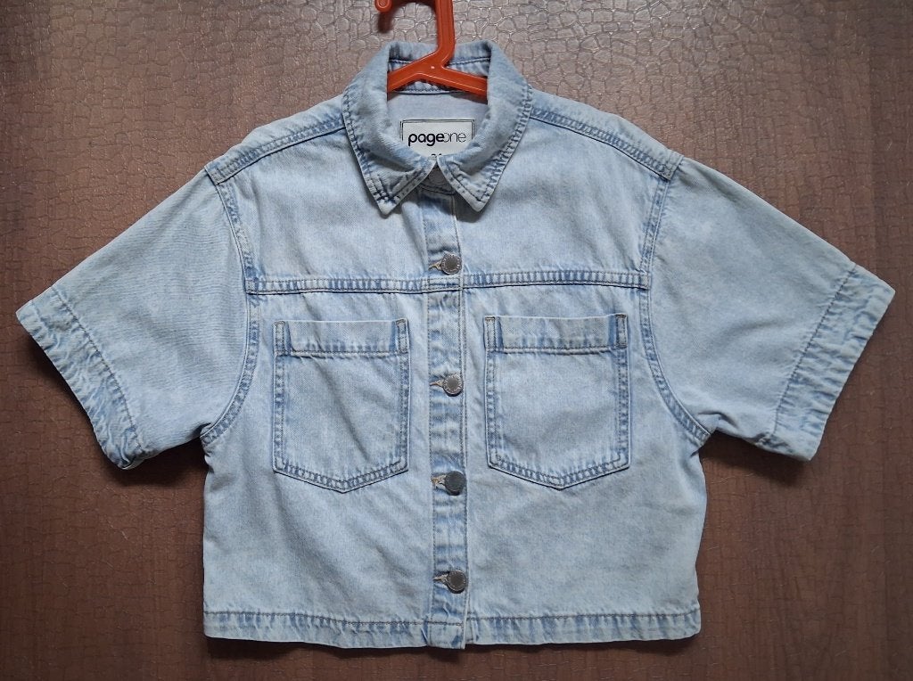 ZGAN!!  Leuk spijkerblousje van Page One maat 34, Blauw, Ophalen of Verzenden, Zo goed als nieuw, Maat 34 (XS) of kleiner