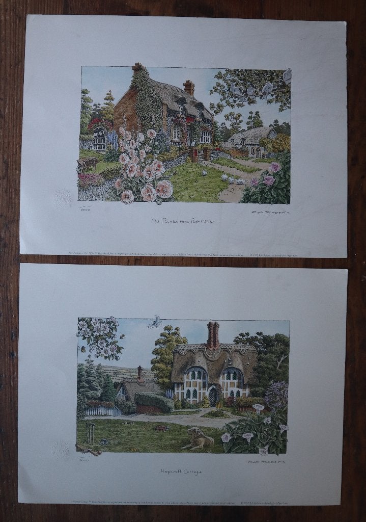 2 reproductie pentekeningen Lilliput Lane 1992 Rob Roberts, Ophalen of Verzenden, Gebruikt, Overige typen