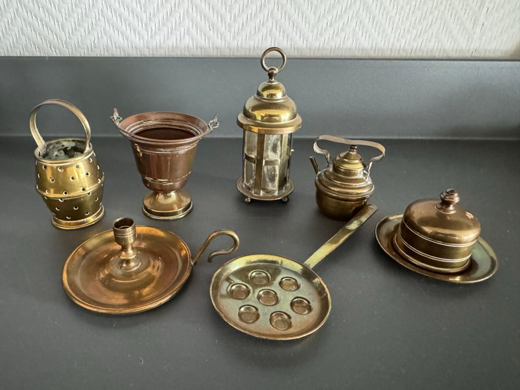 Set van 7 Miniatuur Koperen Decoratieve Items, Ophalen of Verzenden, Koper