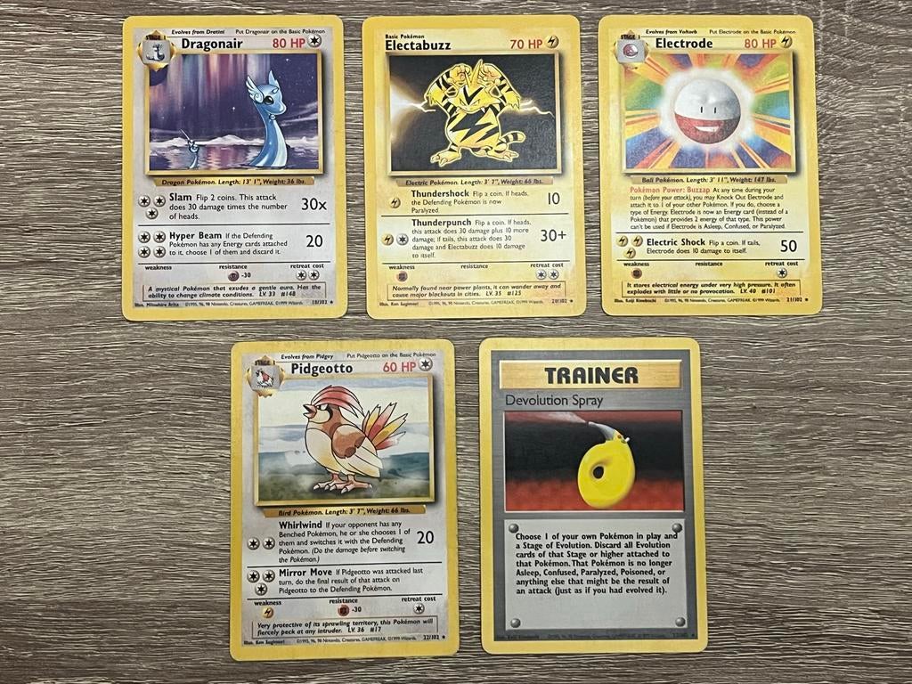 Pokémon kaarten: Dragonair, Electabuzz, Electrode, Pidgeotto, Ophalen, Gebruikt, Meerdere kaarten