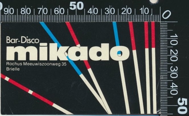 Sticker: Bar Disco Mikado - Brielle, Verzamelen, Ophalen of Verzenden, Zo goed als nieuw, Bedrijf of Vereniging