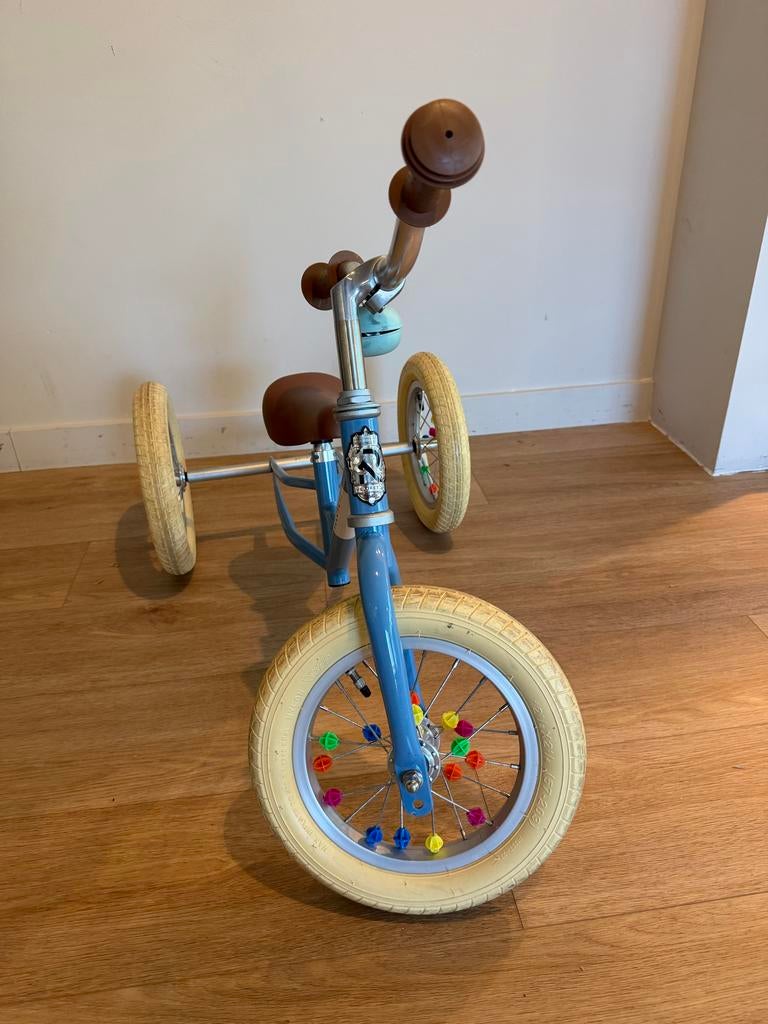 Veloretti Loopfiets - Blauw met bruin zadel, Ophalen, Gebruikt, Verstelbare zitting