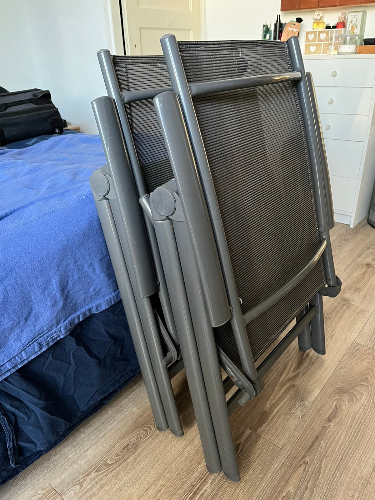 Set van 2 tuinstoelen/ balkonstoelen, Ophalen, Zo goed als nieuw, Aluminium