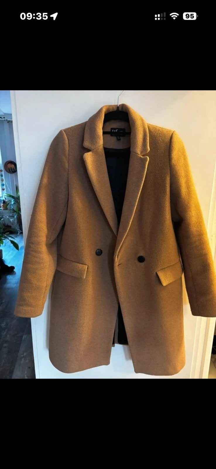 Zara TRF Camel Wool Coat – Size S, Kleding | Heren, Jassen | Winter, Ophalen, Zo goed als nieuw, Maat 48/50 (M)