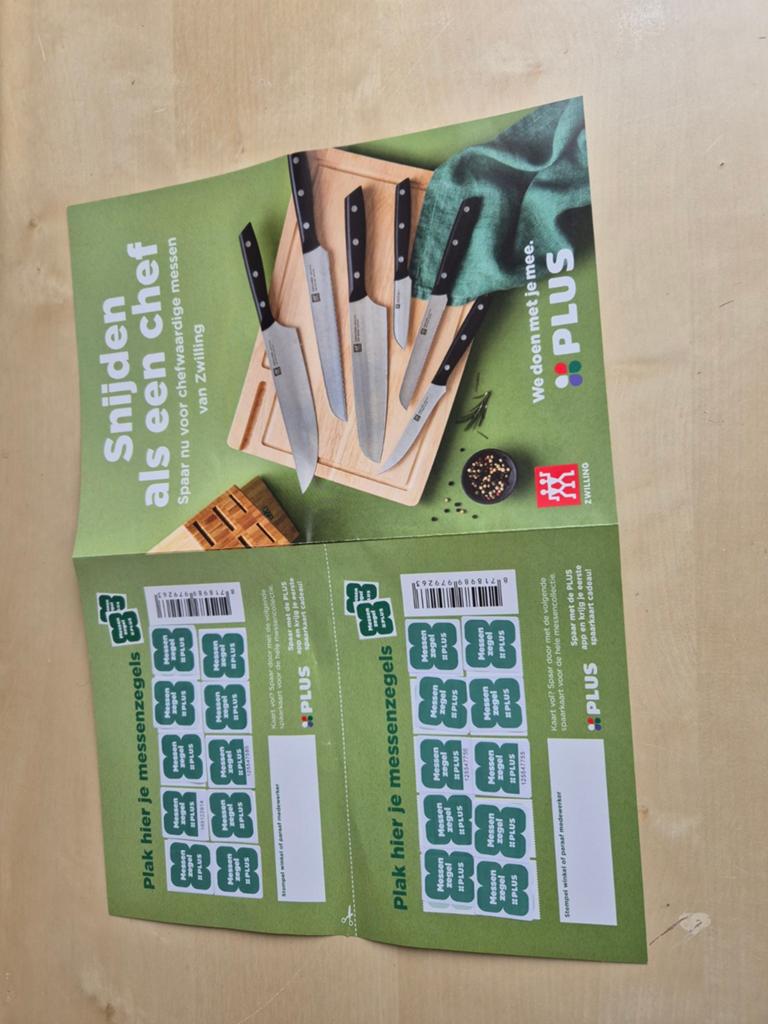 Plus spaarkaart voor Zwilling messen, Verzamelen, Supermarktacties, Plus, Ophalen of Verzenden