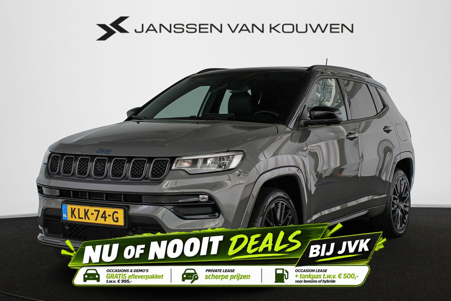 Jeep Compass 4xe 240 Plug-in Hybrid Electric S Panoramadak S, Auto's, Automaat, 4 cilinders, Automatische klimaatregeling, Bedrijf