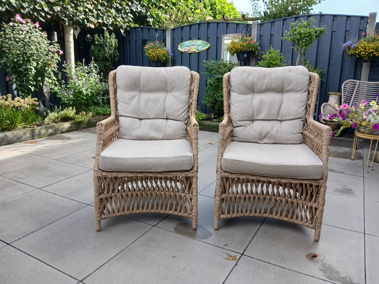 Te koop zeer mooie lounge tuinstoelen, Ophalen, Zo goed als nieuw, Wicker
