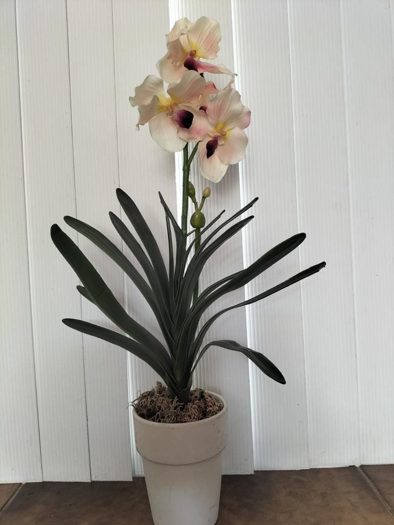 Mooi  kleuren kunst Orchidee Bloemen met vaas., Binnen, 62 cm, Roze, Kunstbloem