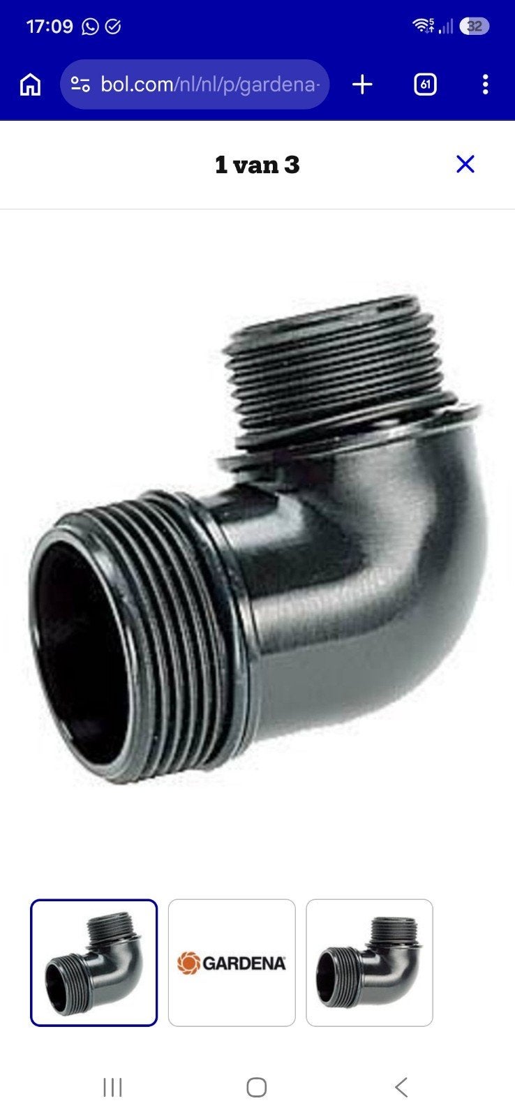 Gardena Dompelpomp aansluitstuk 42 mm (G5/4'') - 33 mm (G1), Ophalen of Verzenden, Nieuw, Handmatig, Dompelpomp