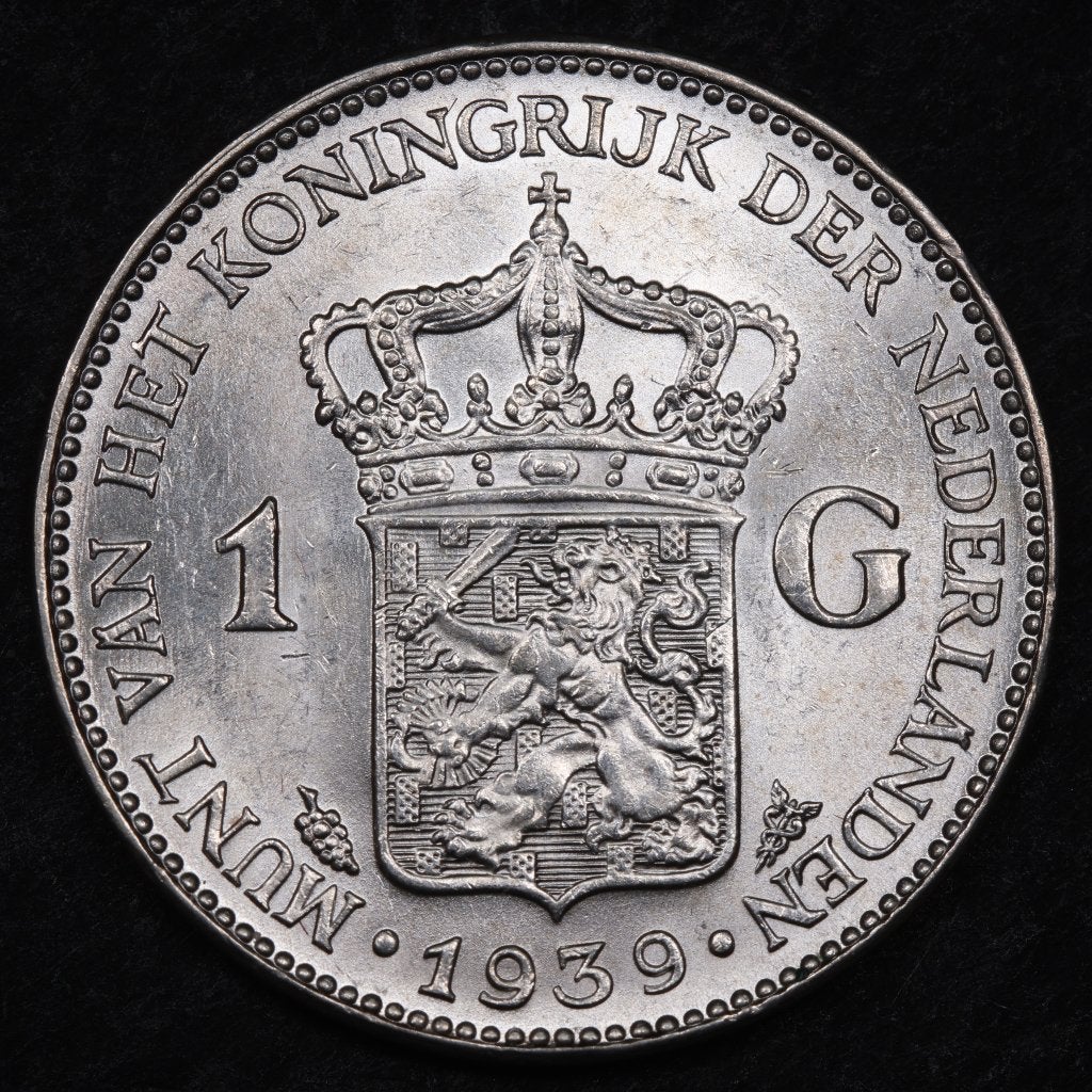 Gulden 1939. Unc. (P), 1 gulden, Zilver, Ophalen of Verzenden, Koningin Wilhelmina