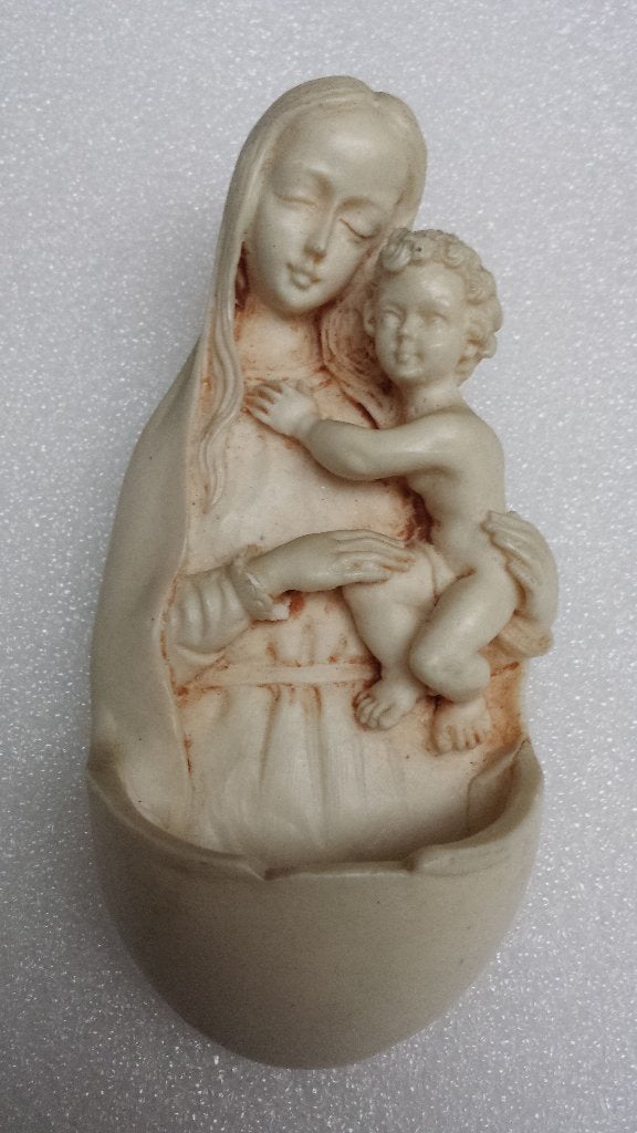 Oud Wijwaterbakje Ivoorwit <> Moeder Maria met Kindeke Jezus, Antiek en Kunst, Ophalen of Verzenden