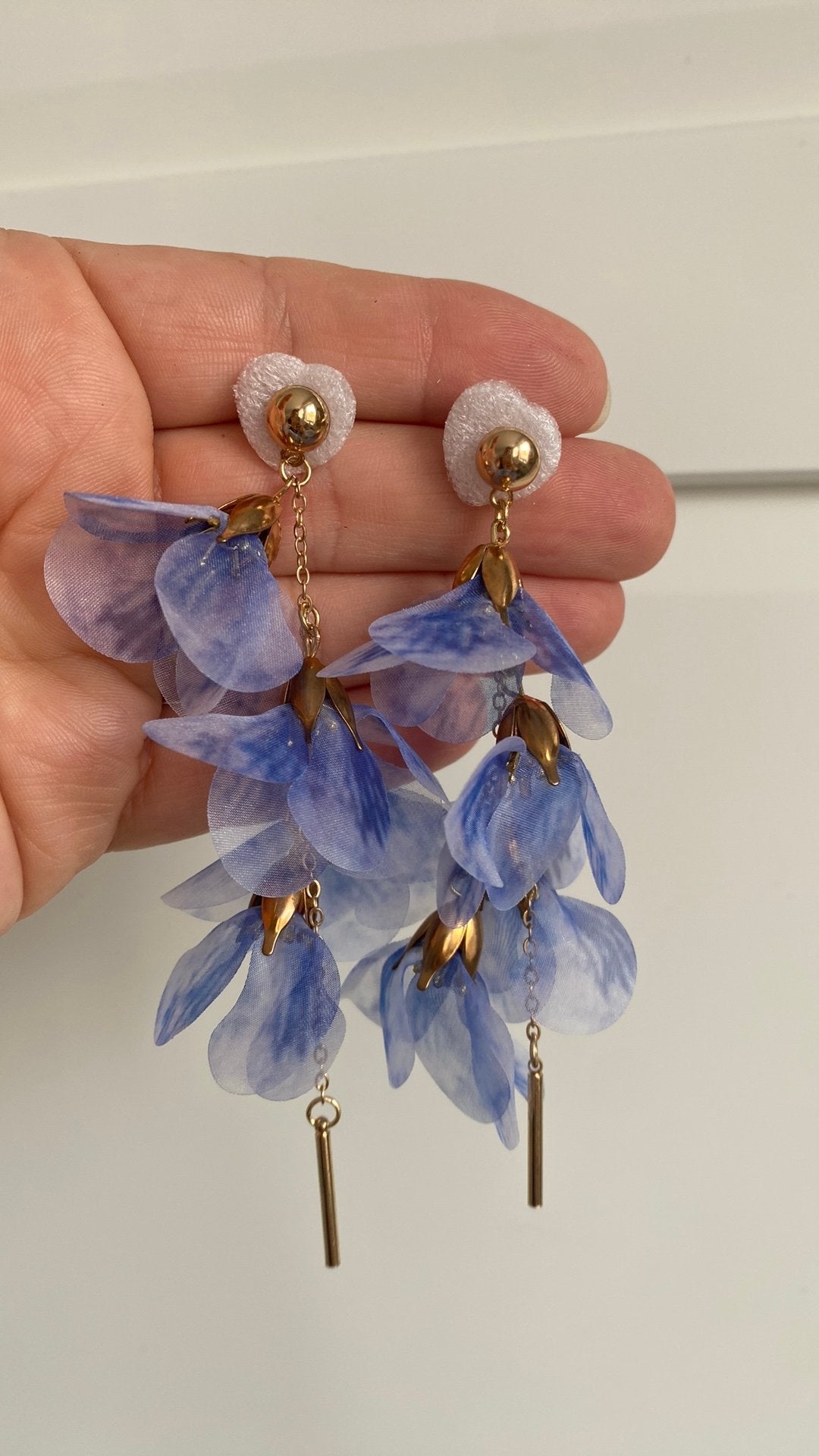 Prachtige hang bloem bladeren oorbellen blauwe, Ophalen of Verzenden, Zo goed als nieuw, Blauw, Overige materialen
