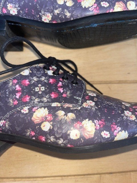 Lureaux veterschoenen maat 39 UNISEX leer bloemenprint ZGAN, Overige kleuren, Verzenden, Zo goed als nieuw, Veterschoenen