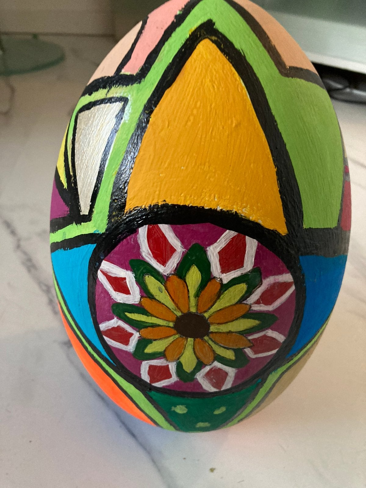 Handpainted stenen ei h 25 cm., Ophalen of Verzenden