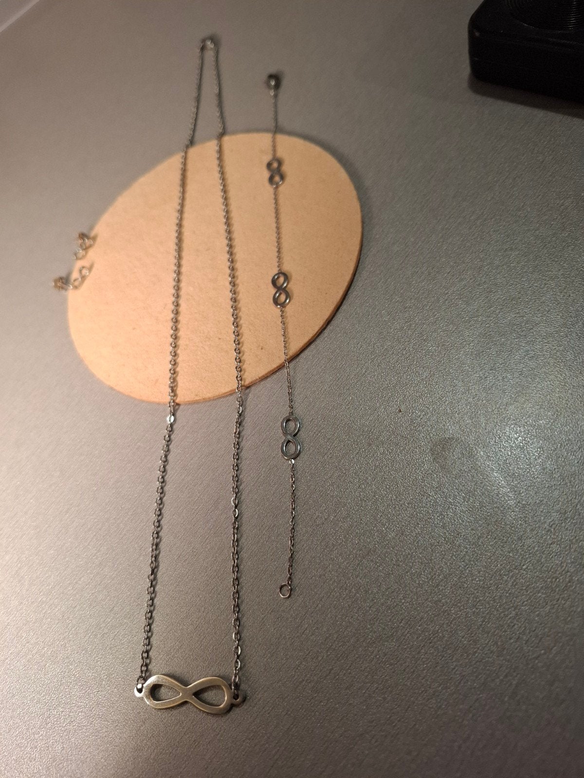 Zilveren sierradenset Infinity, Sieraden, Tassen en Uiterlijk, Kettingen, Ophalen of Verzenden, Zo goed als nieuw, Zilver, Zilver
