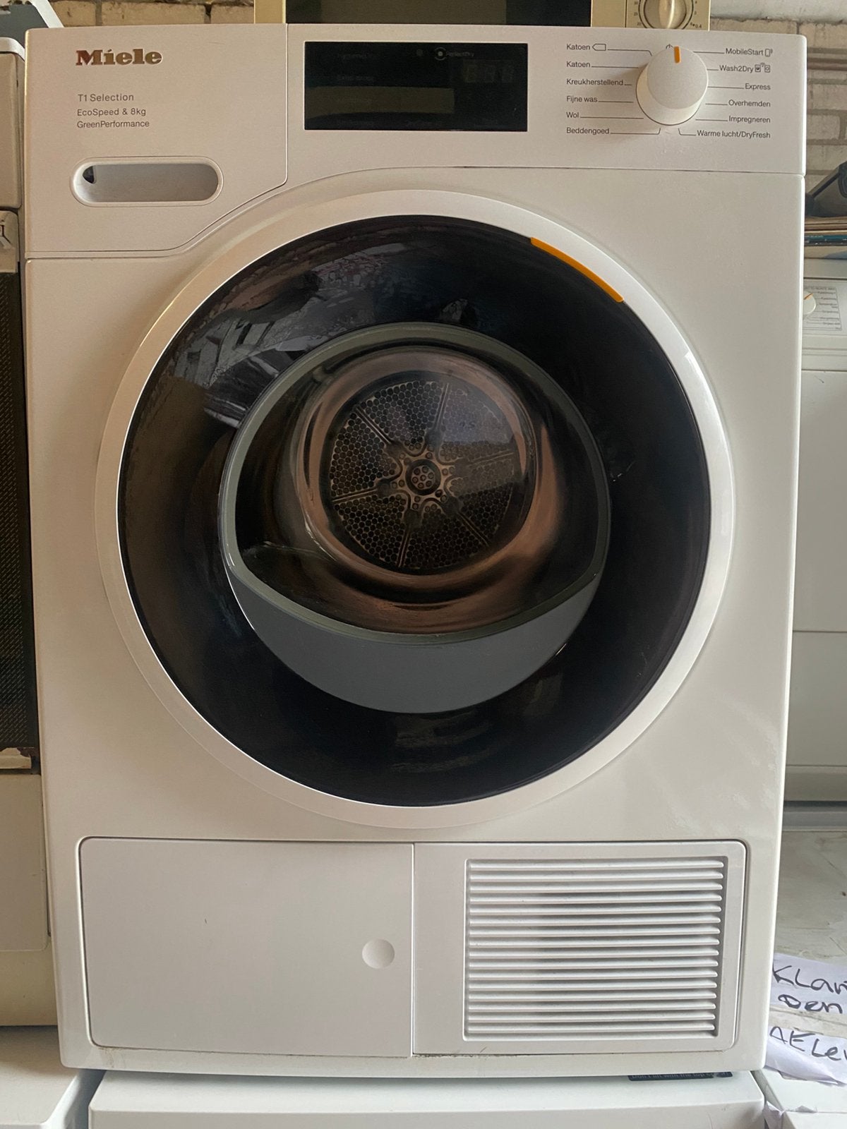 Droger: Miele T1 Selection Ecospeed & 8kg GreenPerformance, Witgoed en Apparatuur, Ophalen, 8 tot 10 kg, Zo goed als nieuw, Voorlader