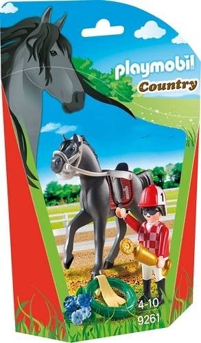 Playmobil 9261 Paard met Jockey en Beker - Country, Gebruikt, Complete set, Ophalen of Verzenden, Country