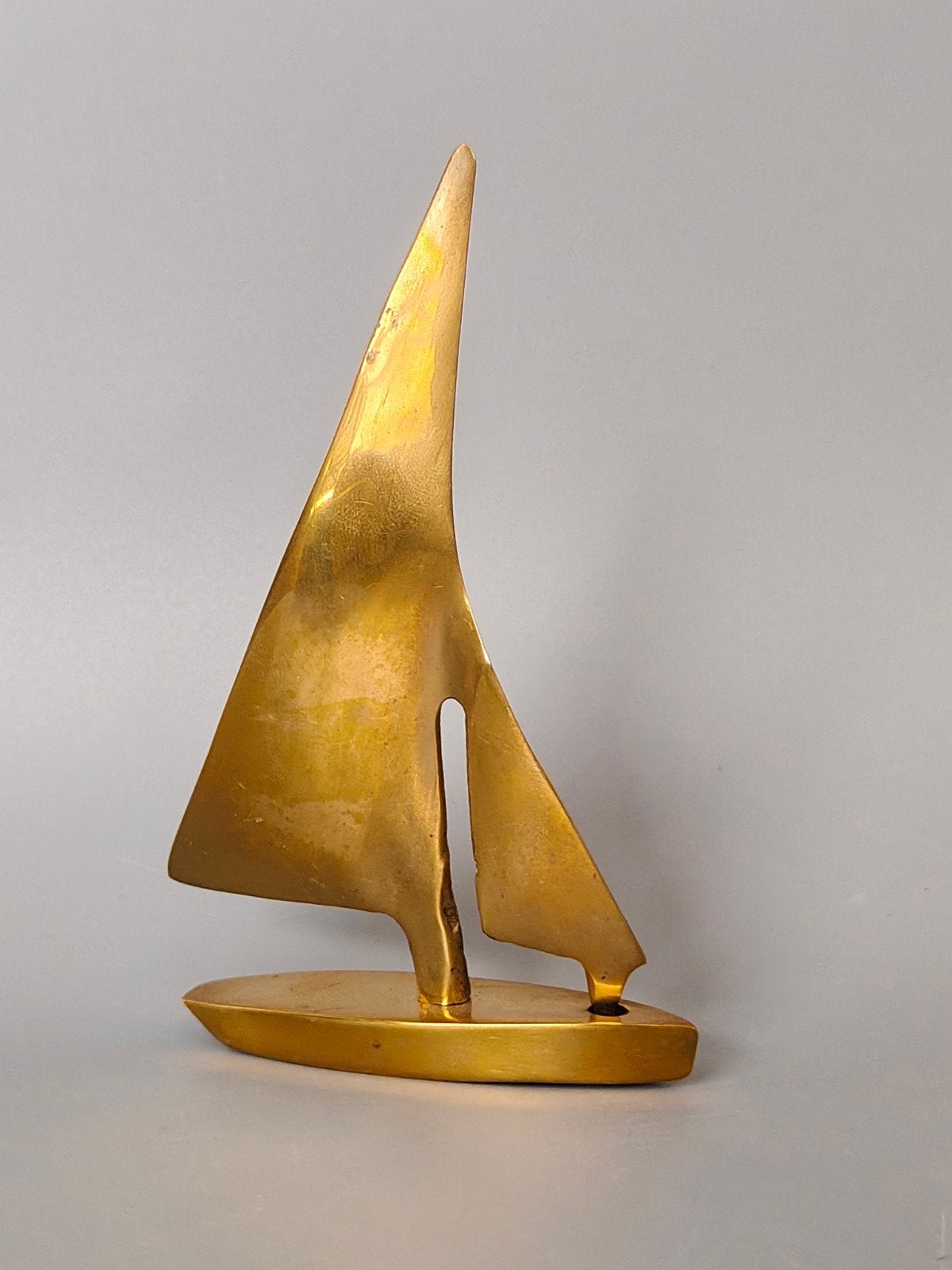 Messing sculptuur zeilboot schip retro Mid Century design, Antiek en Kunst, Kunst | Beelden en Houtsnijwerken, Verzenden
