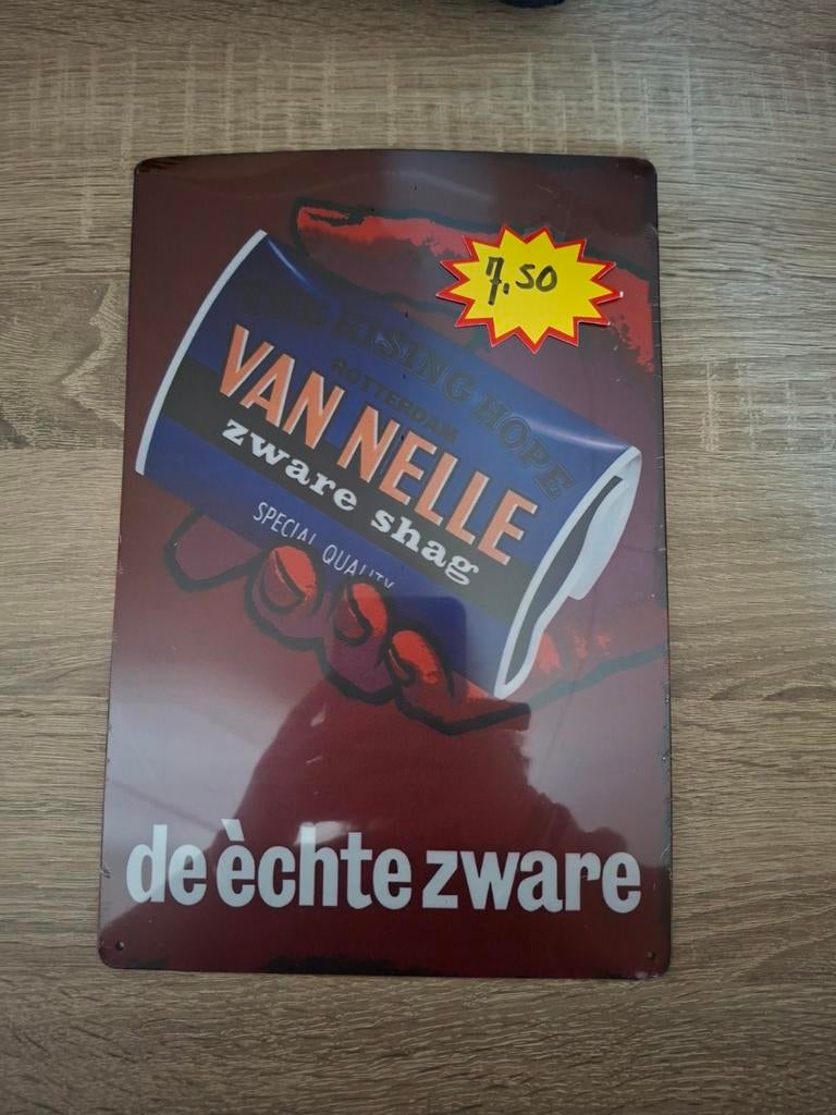 Metalen bordjes - Van Nelle, Total, Texaco - per stuk, Ophalen of Verzenden, Gebruikt, Reclamebord