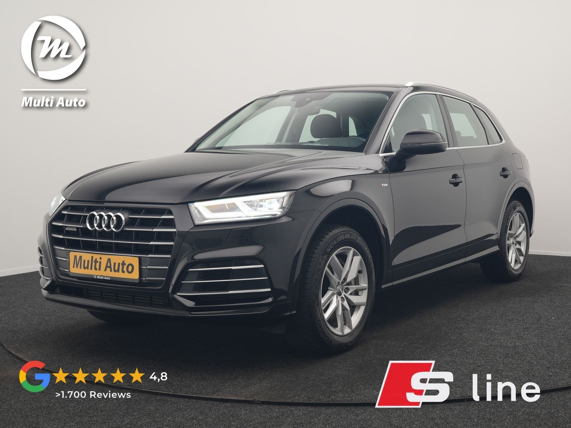 Audi Q5 55 TFSI e S Line PHEV 367pk Dealer O.H. | Voorstoele, Auto's, Automaat, Dealer onderhouden, Stof, Zwart