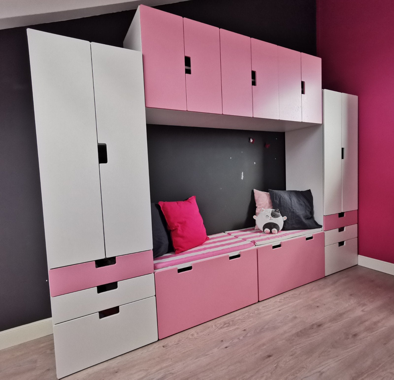 Kledingkast, losse kasten en ladeset kinderkamer wit/roze, Ophalen, Kast, 50 tot 70 cm, 105 cm of meer