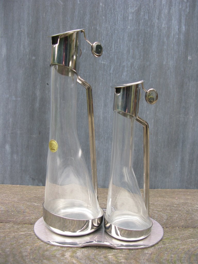 ALESSI OLIE-EN AZIJNSTEL DESIGN CASTIGLIONI 3-DELIG, Zilver, Object, Ophalen of Verzenden, Gemerkt
