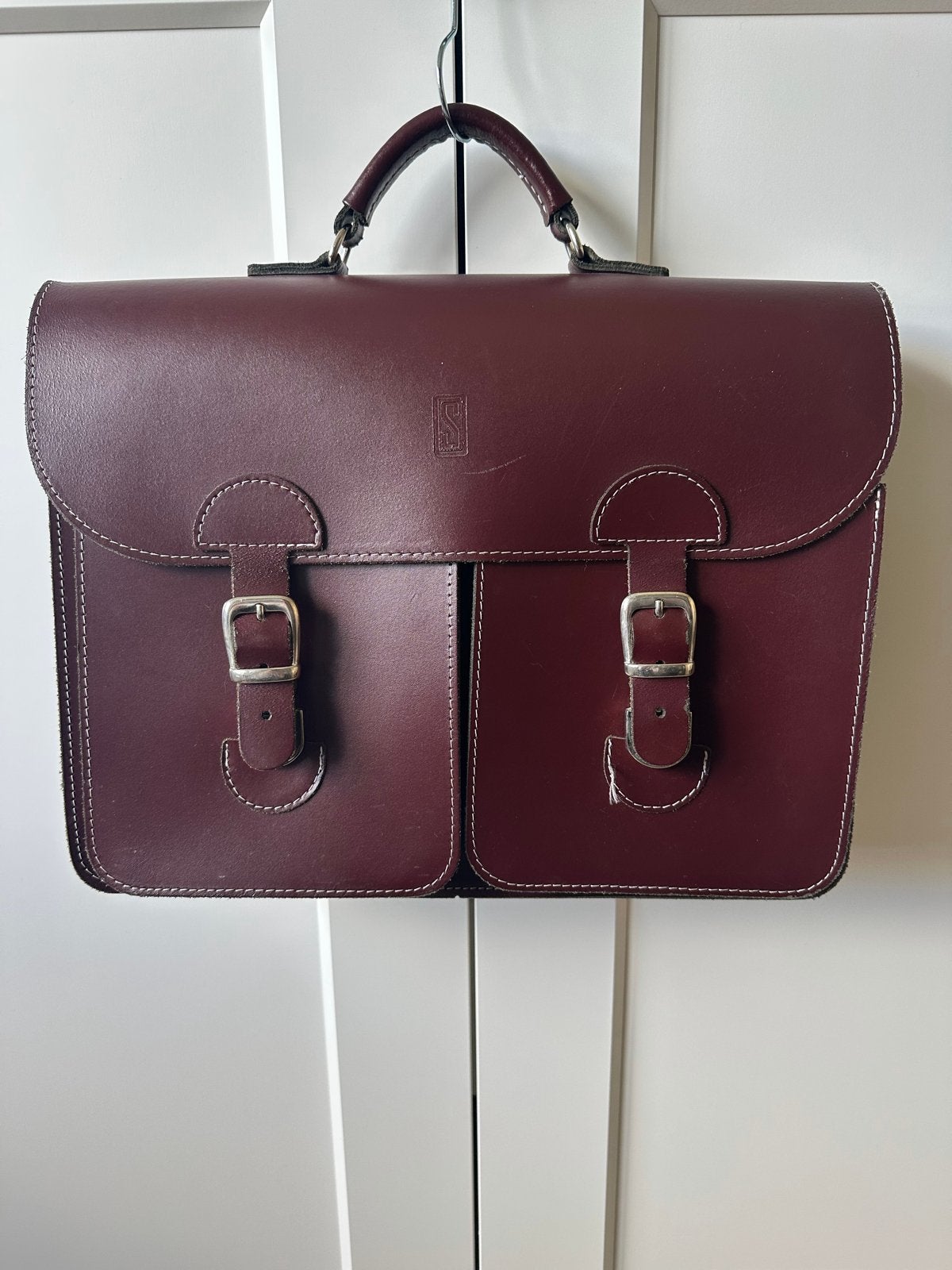 Oldschoolbags: Leren schooltas XL - Handgemaakt in Brabant, Minder dan 30 cm, Aktetas of Boekentas, Ophalen of Verzenden, Leer