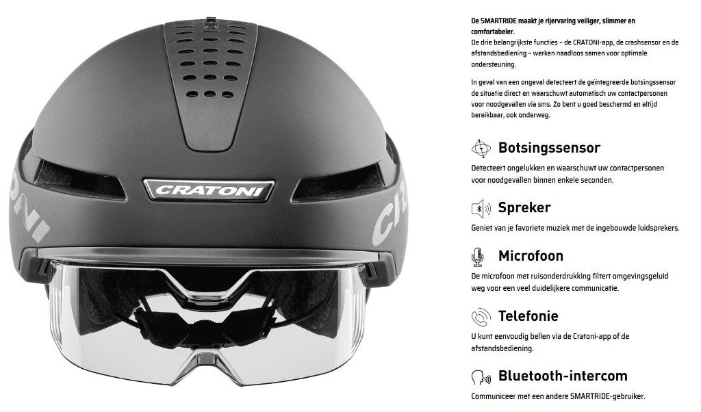 Cratoni SmartRide1.2 helm Bluetooth matzwart, Ophalen of Verzenden, Zo goed als nieuw, Heer of Dame, Cratoni