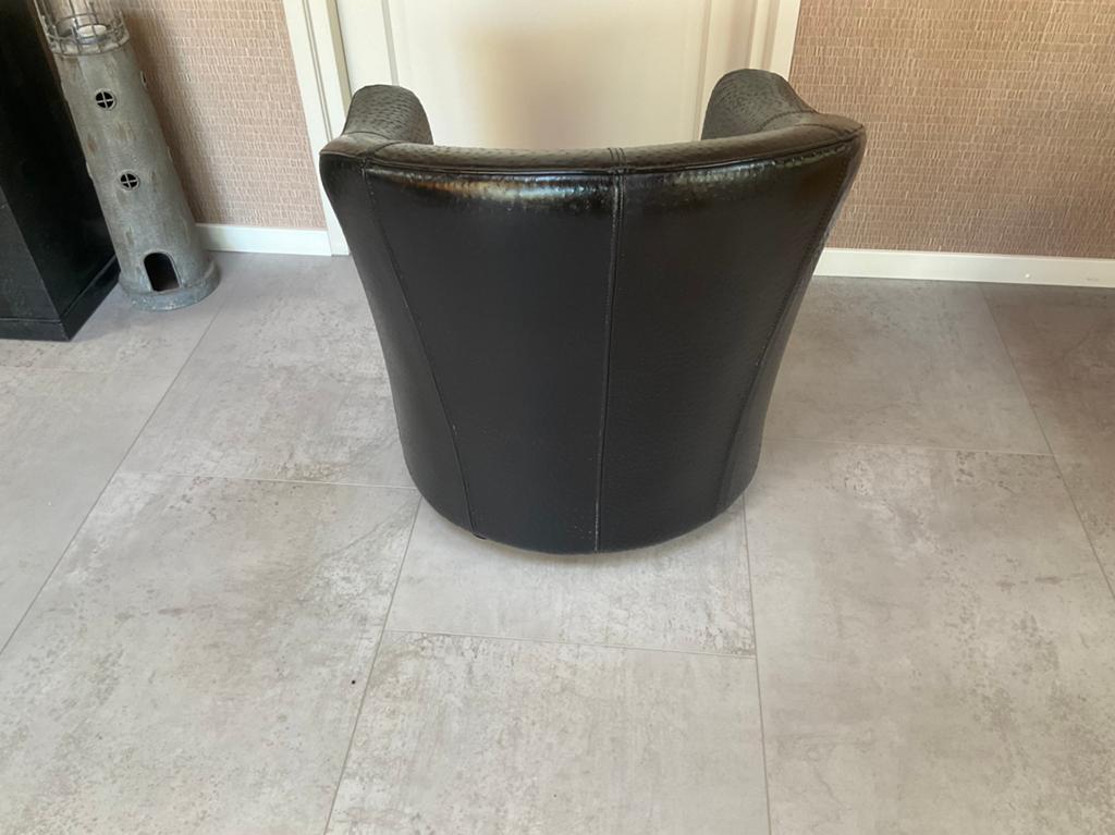 Rundleren fauteuil met struisvogelhuidmotief., Ophalen, Zo goed als nieuw