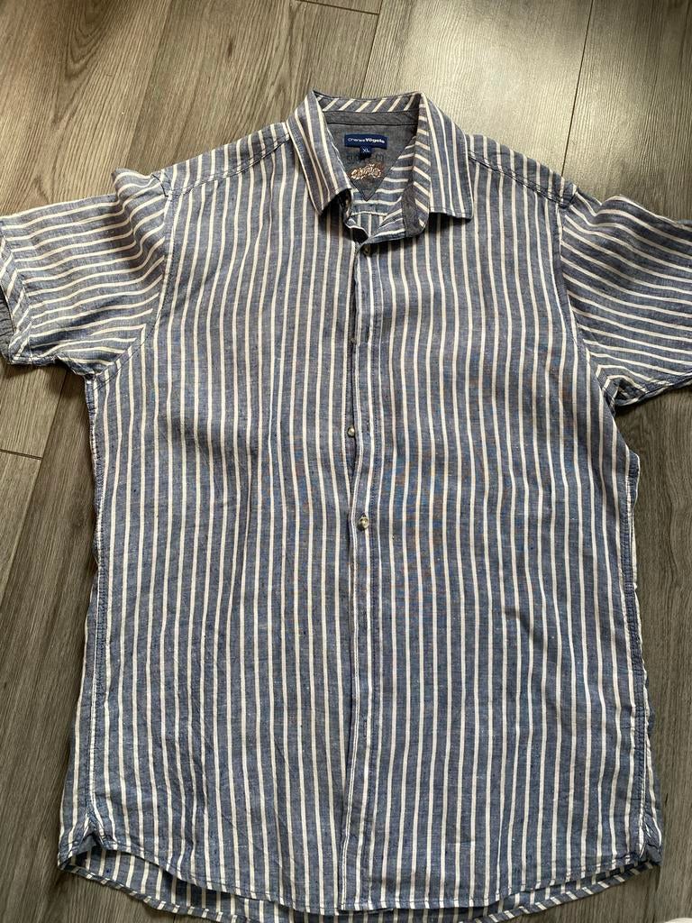 Charles Vögele gestreept overhemd - Maat XL, Kleding | Heren, Overhemden, Ophalen of Verzenden, Gedragen, Blauw, Halswijdte 43/44 (XL)