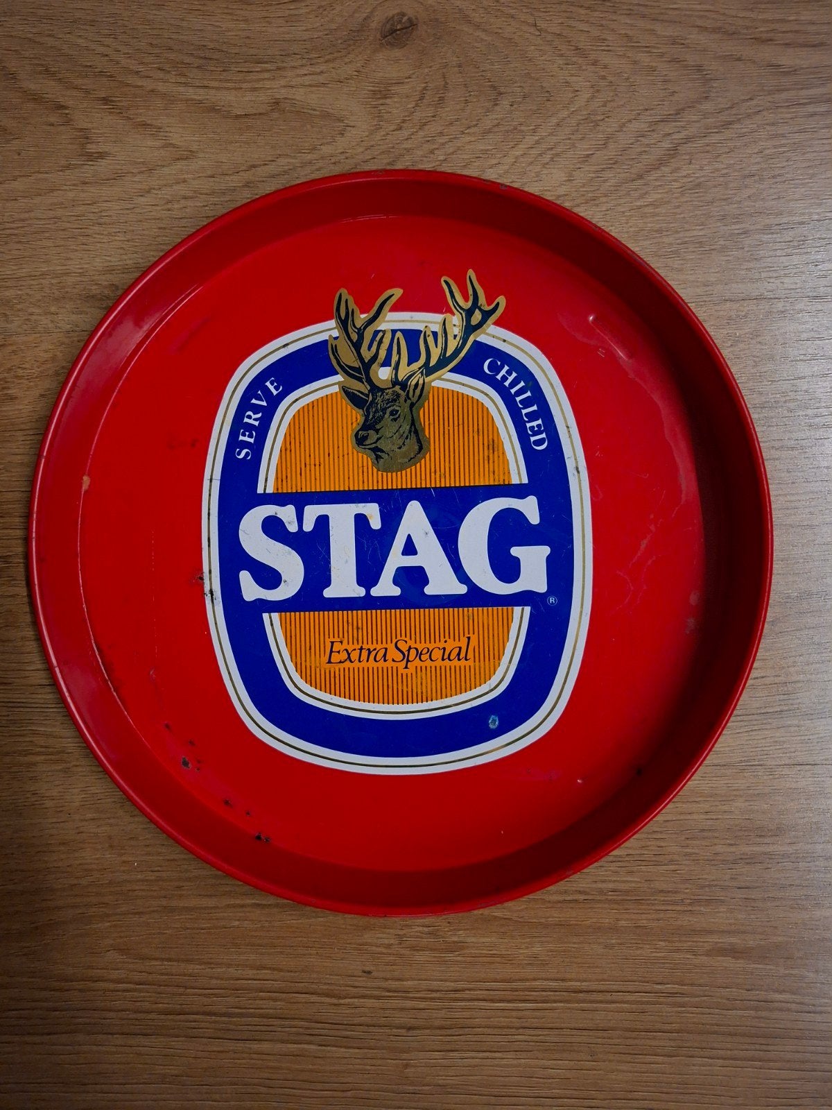 Vintage Metalen Dienbladen, Gebruikt, Met opstaande rand, Rond, Ophalen of Verzenden