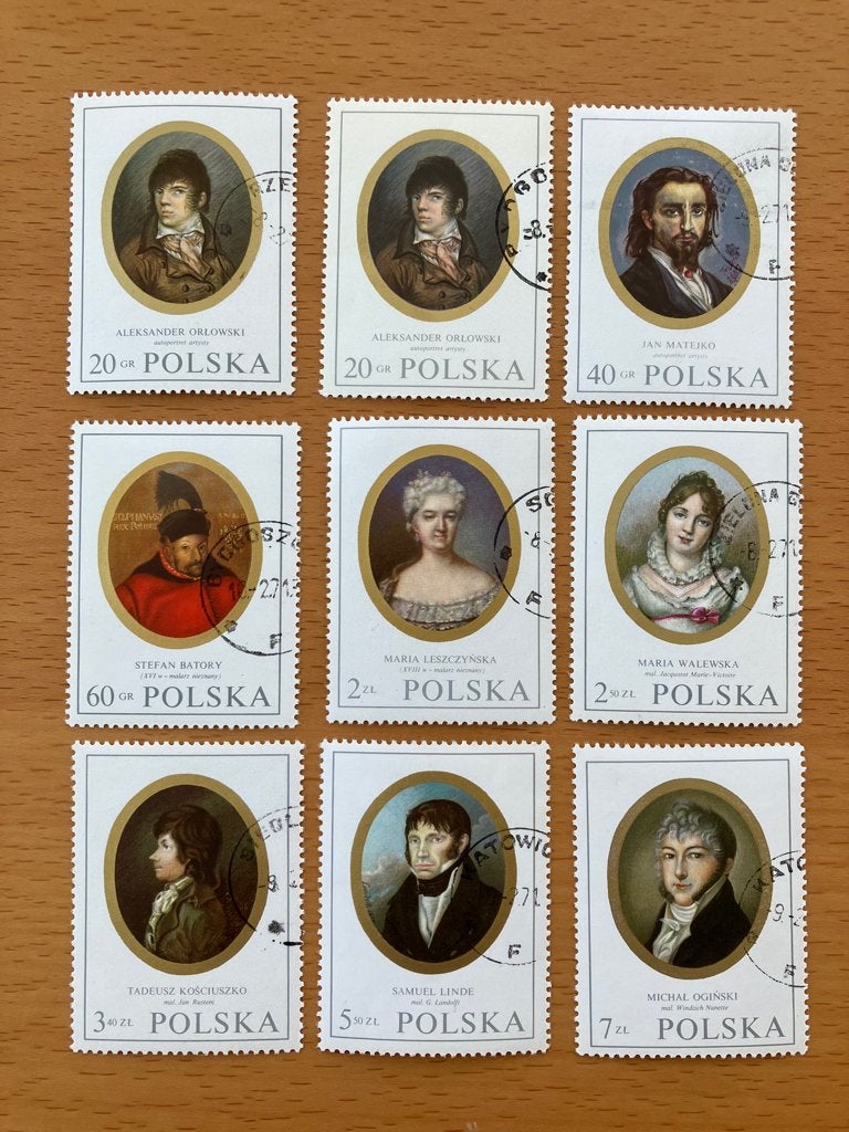 9 Postzegels Miniaturen van Polen uit 1970, Ophalen of Verzenden, Polen, Gestempeld