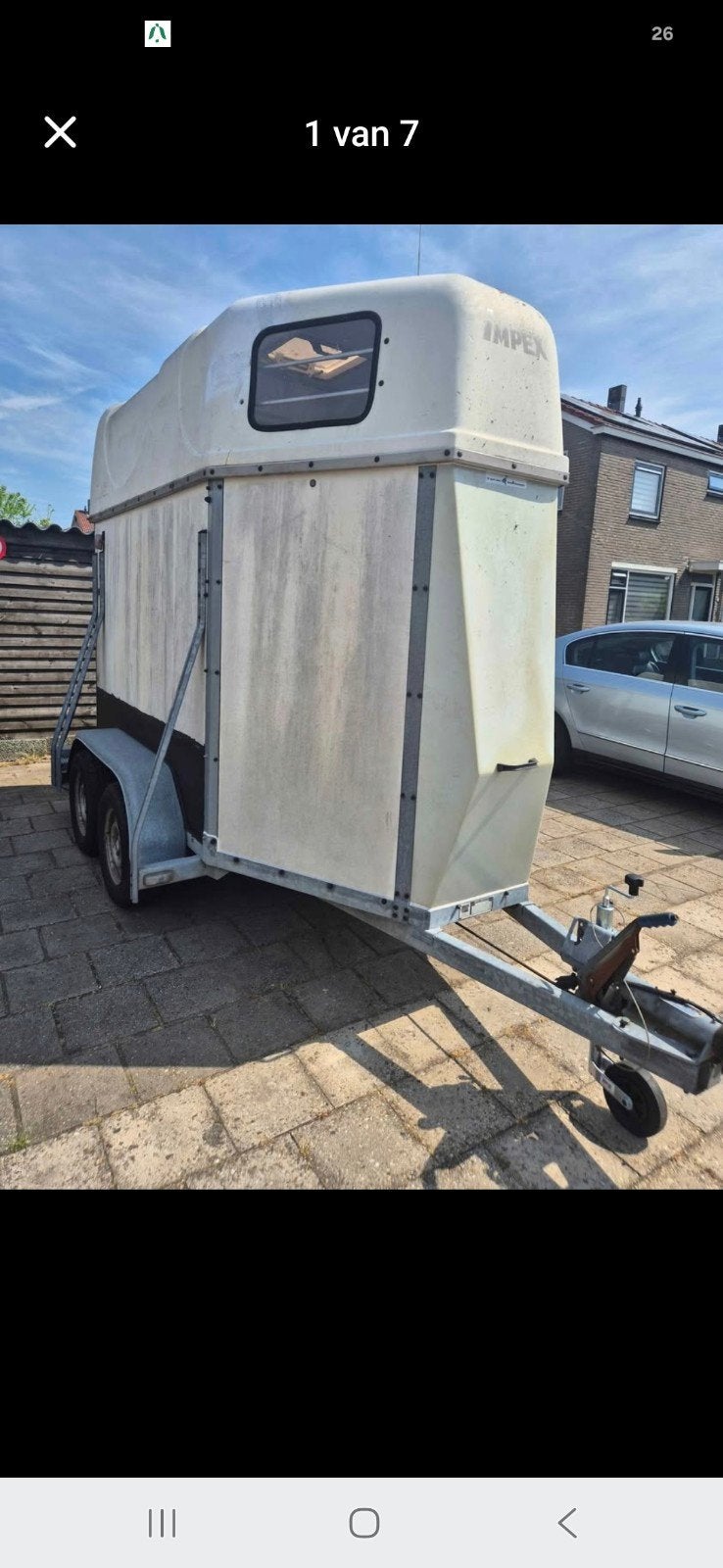 Anderhalfs paardentrailer te koop. (Impex), Ophalen, Gebruikt, Hout