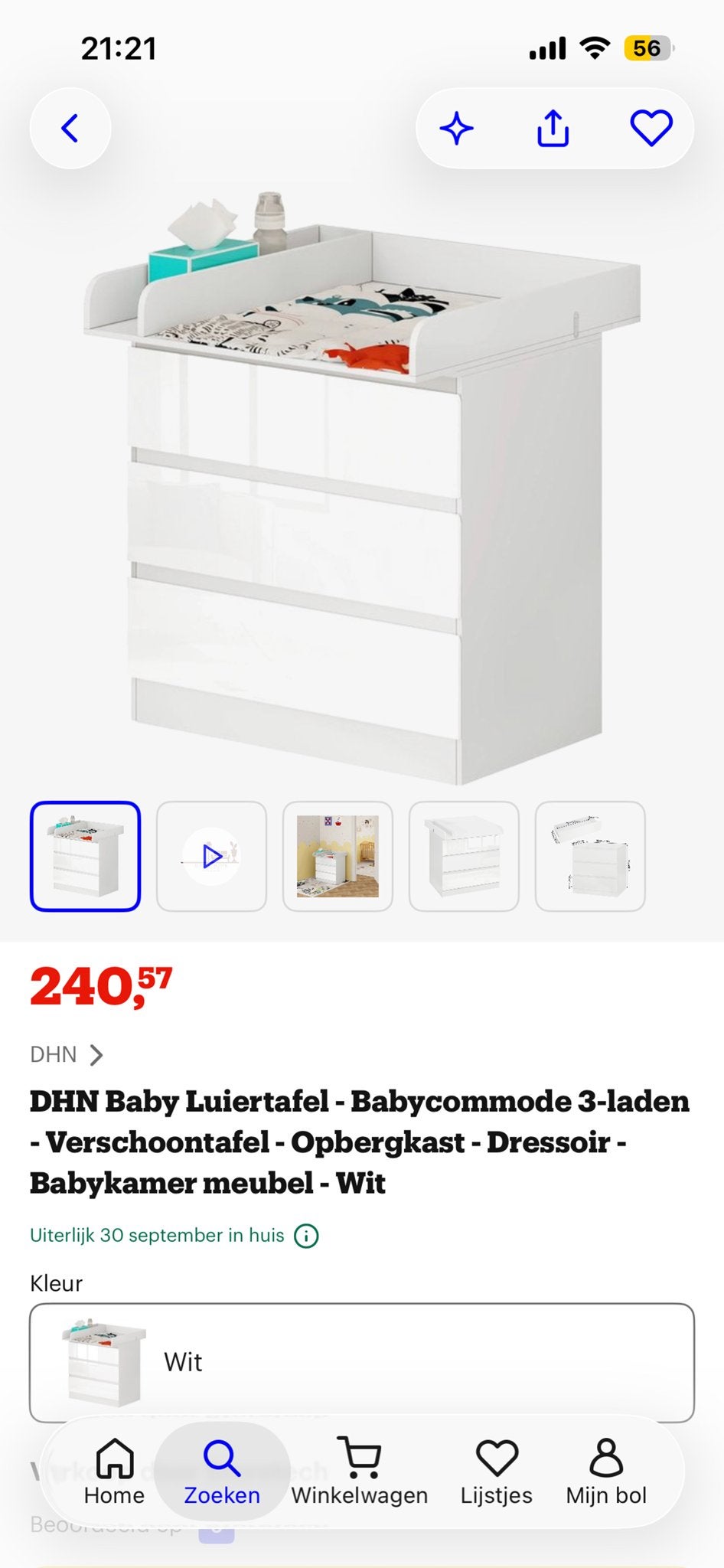DHN Baby Luiertafel - Commode 3-laden - Wit, 50 tot 70 cm, Ophalen of Verzenden, 75 tot 100 cm, Opstaande rand