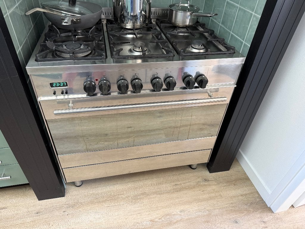 gasfornuis RVS 90 cm Propaan, Ophalen, Gebruikt, 60 cm of meer, Gas