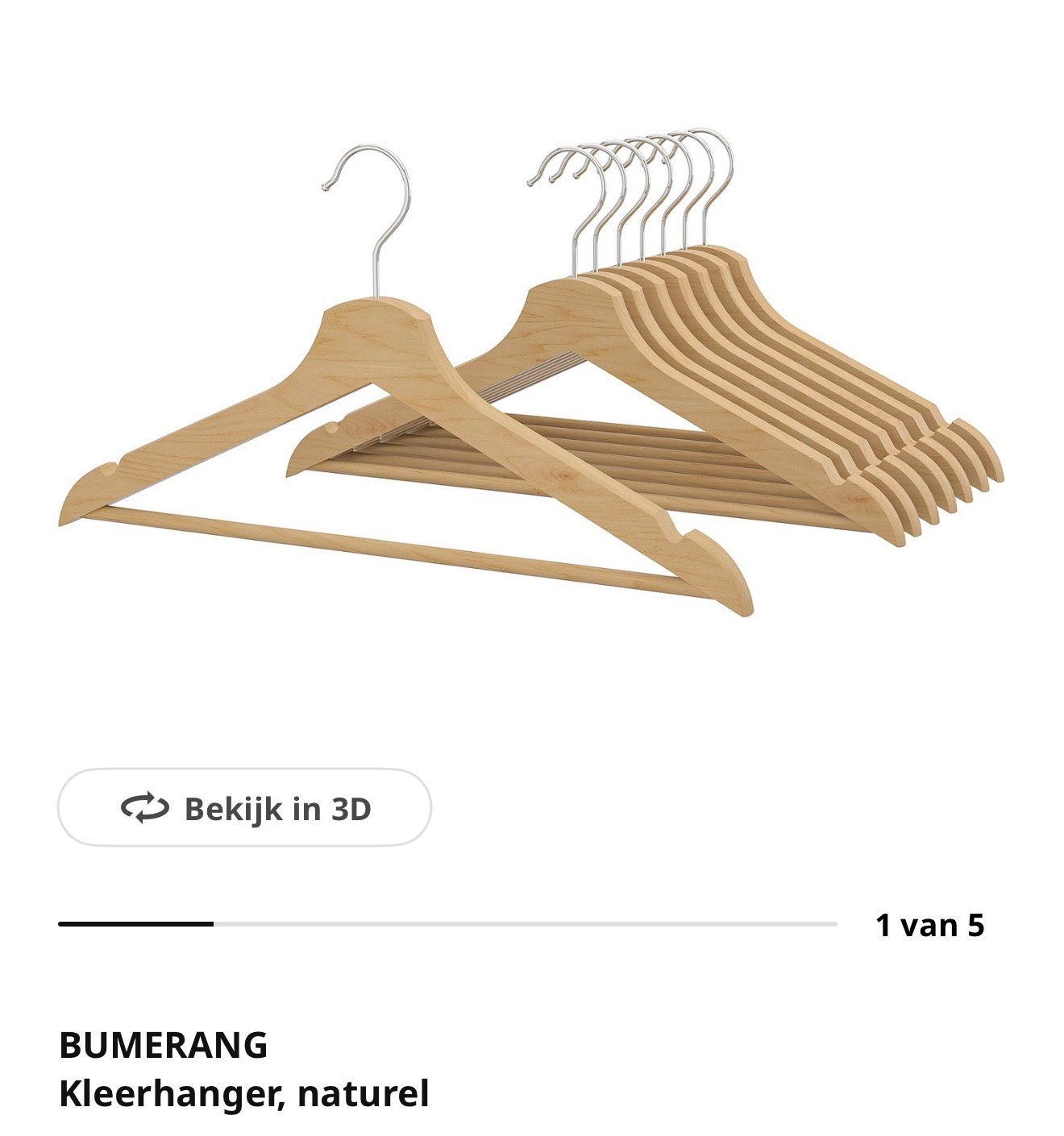 Ikea Bumerang kledinghanger 350 stuks, Ophalen, Zo goed als nieuw, Hout