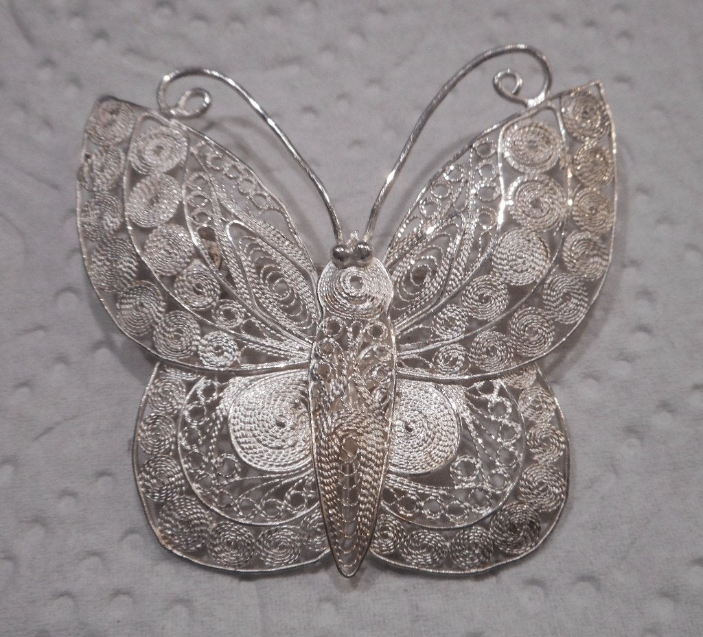 Zilveren vintage vlinder broche nr.542, 4 tot 7 cm, Verzenden, Zo goed als nieuw, Zilver