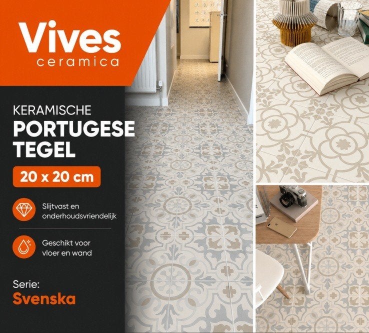 Portugese tegels - 20x20 cm - vintage vloertegels - Vives, Verzenden, Keramiek, Nieuw, 20 tot 40 cm