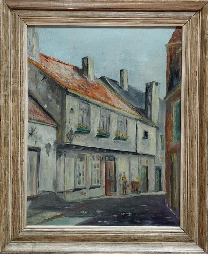 Zwolle Waterstraat  olieverf op linnen €125, Ophalen of Verzenden