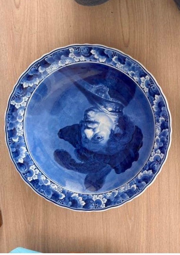 Antiek Delfts Blauw Bord met Portret  45 cm. €120, Ophalen of Verzenden