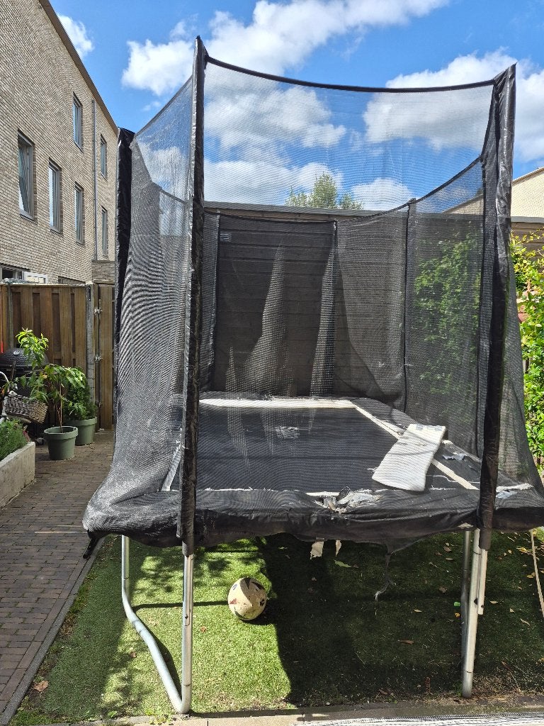 Trampoline 214x315 gebruikt, Ophalen, Gebruikt