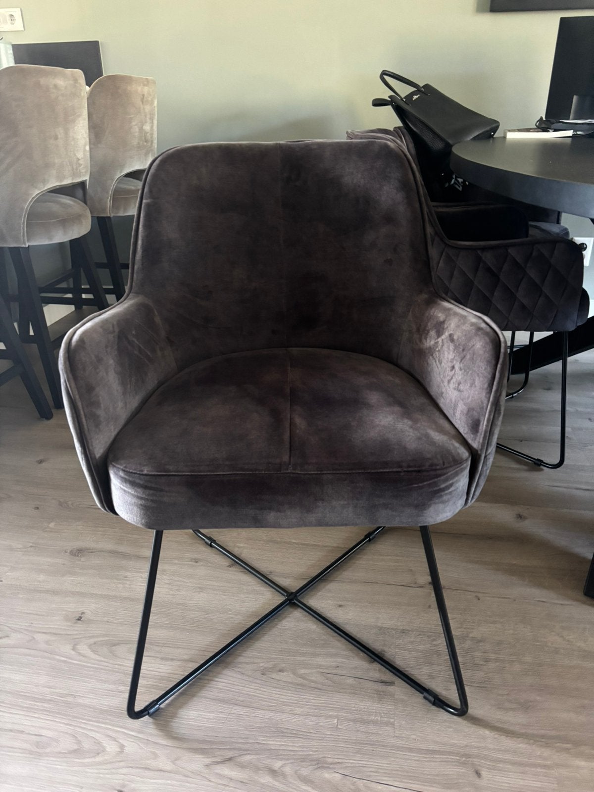 6 eetkamerstoelen antraciet, Ophalen, Gebruikt, Vijf, Zes of meer stoelen, Stof
