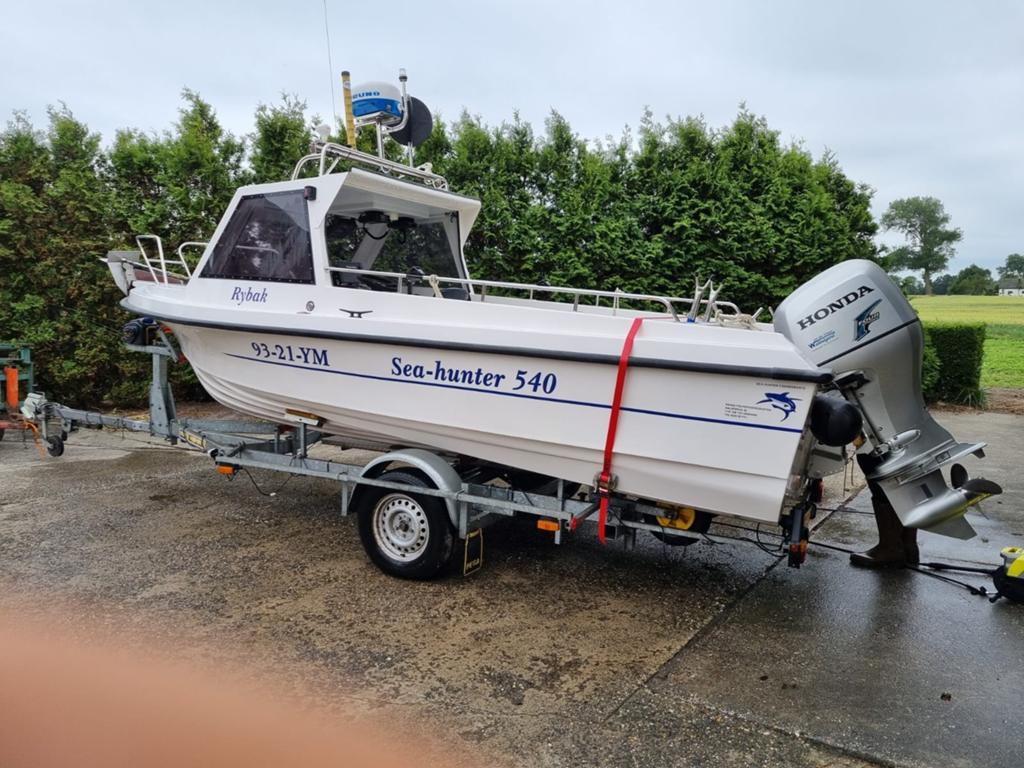 Sea-hunter 540 met Honda 90 PK LRTU, Ophalen, Aluminium, Buitenboordmotor
