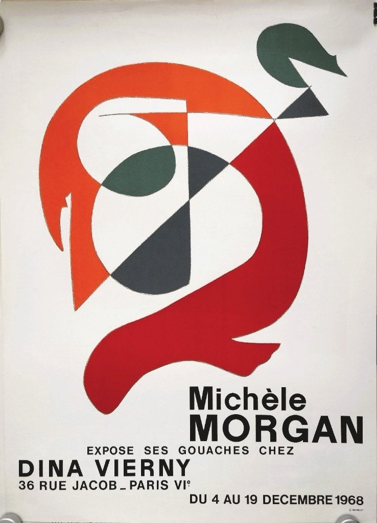 Michèle Morgan tentoonstellingsposter gedrukt door Mourlot, Ophalen, A1 t/m A3, Overige onderwerpen, Rechthoekig Staand
