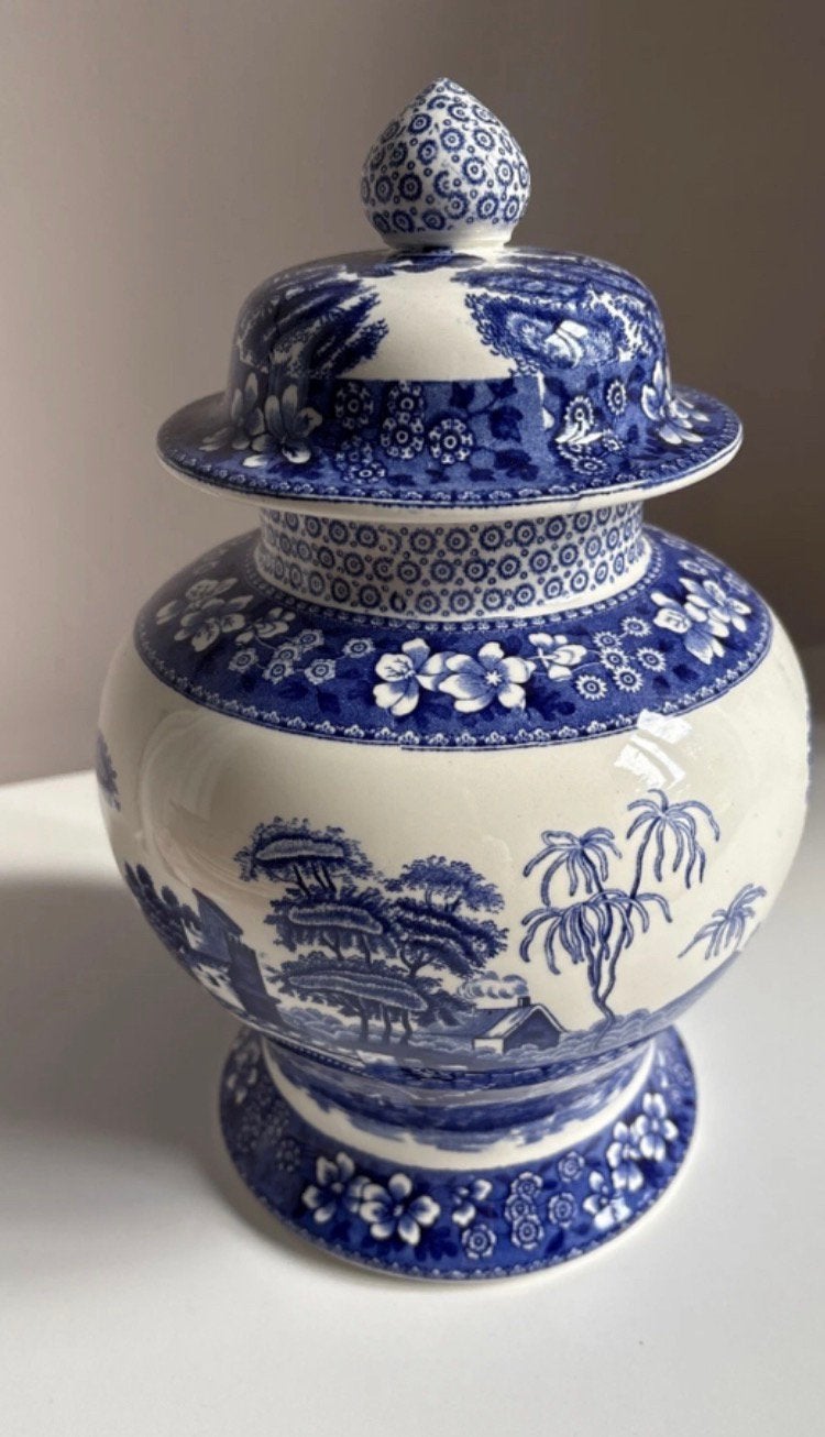 SPODE 🔹BLUE ITALIAN xl Deksel VAAS 33 cm PUNTGAAF🔹🔷🔹, Huis en Inrichting, Ophalen, Keramiek, Zo goed als nieuw, Overige stijlen