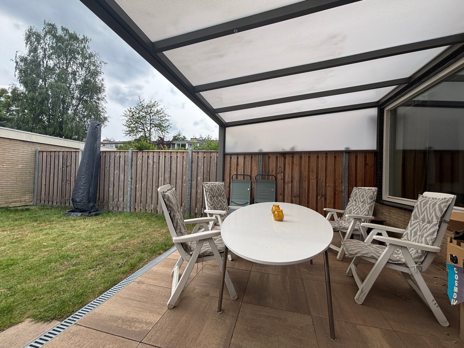 Ovale tuintafel met 4 stoelen, Ophalen, Gebruikt, Ovaal, Metaal