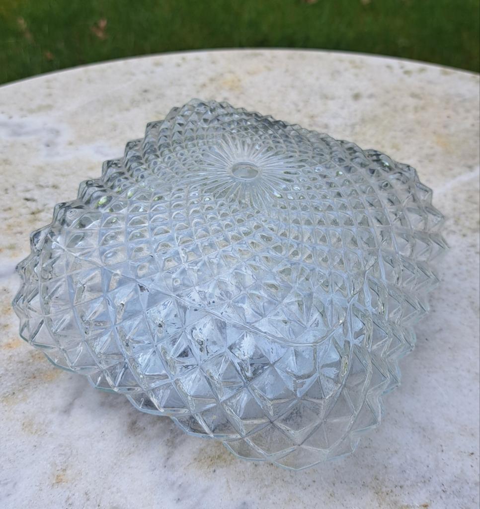 Vintage vierkant glazen plafondlamp plafonnière wandlamp, Ophalen of Verzenden, Glas