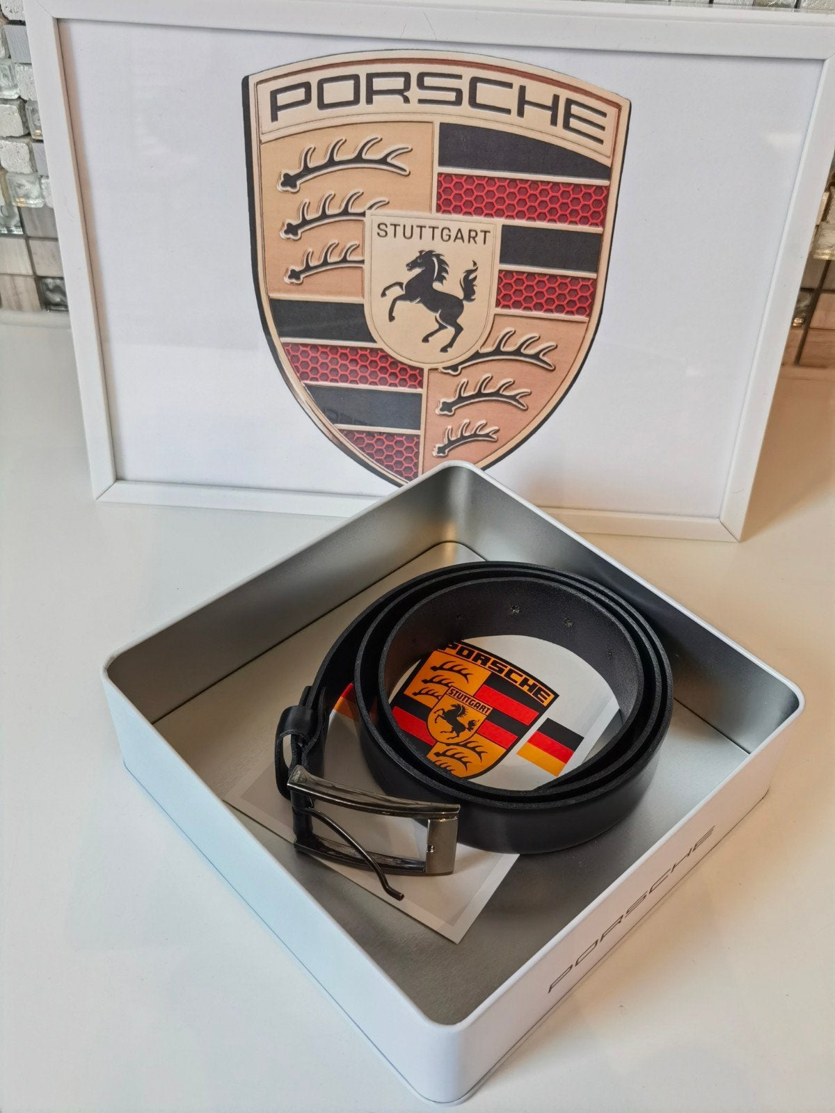 Origineel porsche riem van echt leder  ️ 

Zie o, 95 tot 105 cm, Ophalen of Verzenden, Zo goed als nieuw, Porsche